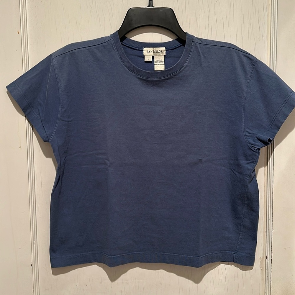 Vintage Ann Taylor Heather Blue Crop Top/ Muscle Shirt/Activewear Size L
